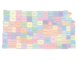 View larger image of Kansas Map with Counties (color)
