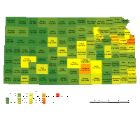 Kansas County Populations Map