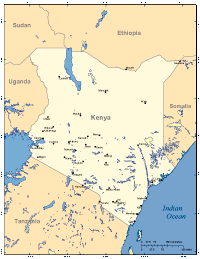 Kenya Map with Cities and Surrounding Countries