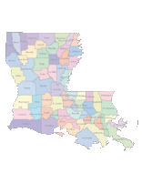 Louisiana Map with Counties (color)