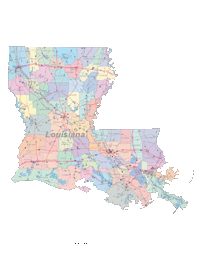 Louisiana Map Cities, Counties and Roads