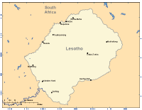 Lesotho Map with Cities and Surrounding Countries
