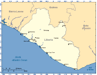 Liberia Map with Cities and Surrounding Countries