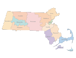 Massachusetts Map with Counties (color)