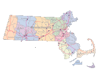Massachusetts Map Counties and Roads