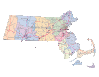 Massachusetts Map Cities, Counties and Roads