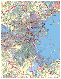Boston, MA City Map with Roads & Highways