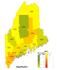 Maine County Populations Map