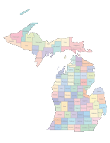 Michigan Map with Counties (color)