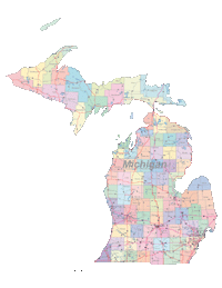 View larger image of Michigan Map Cities, Counties and Roads