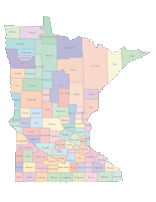Minnesota Map with Counties (color)