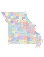 Missouri Map with Counties (color)