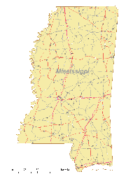 View larger image of Mississippi Map Cities and Roads