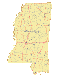 Mississippi Map with Roads