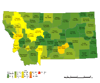 Montana County Populations Map