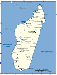 Madagascar Map with Cities and Surrounding Countries