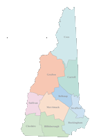 New Hampshire Map with Counties (color)