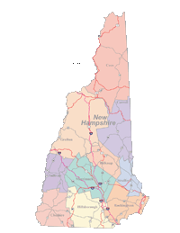 New Hampshire Map Counties and Roads