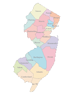 New Jersey Map with Counties (color)