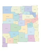 New Mexico Map with Counties (color)