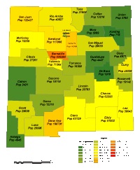 View larger image of New Mexico County Populations Map