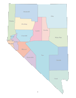 View larger image of Nevada Map with Counties (color)