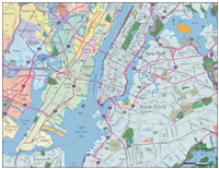 New York City Map with City and Zip Code Borders