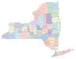 New York Map with Counties (color)