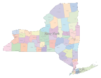 View larger image of New York Map Cities and Counties
