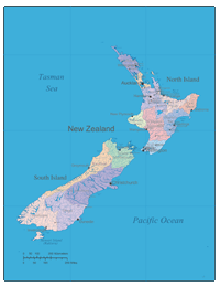 New Zealand Map with Cities (lite version)