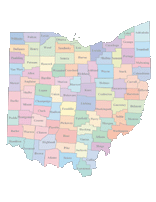 Ohio Map with Counties (color)