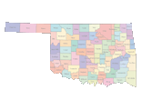 View larger image of Oklahoma Map with Counties (color)