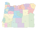 Oregon Map with Counties (color)