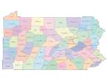 Pennsylvania Map with Counties (color)