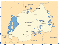 Rwanda Map with Cities and Surrounding Countries