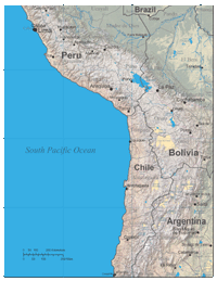 View larger image of South America Andes Region Shaded Relief Map