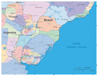 South America Central Eastern Region Map