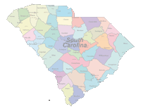 View larger image of South Carolina Map Cities and Counties