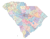 South Carolina Map Cities, Counties and Roads