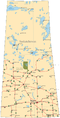 Saskatchewan Vector Map with Cities Roads