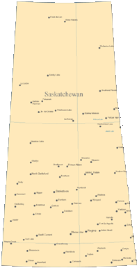 Saskatchewan Vector Map with Cities