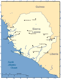 Sierra Leone Map with Cities and Surrounding Countries