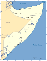 Somalia Map with Cities and Surrounding Countries
