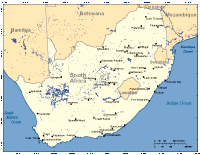 South Africa Map with Cities and Surrounding Countries