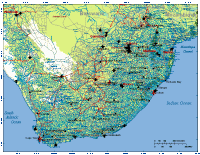 South Africa Map with Cities, Roads and Surrounding Countries