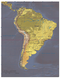South America Shaded Relief Map