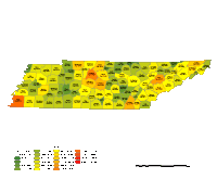 Tennessee County Populations Map