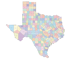 Texas Map with Counties (color)