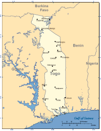 Togo Map with Cities and Surrounding Countries