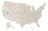 USA Outline Map with Counties (color)